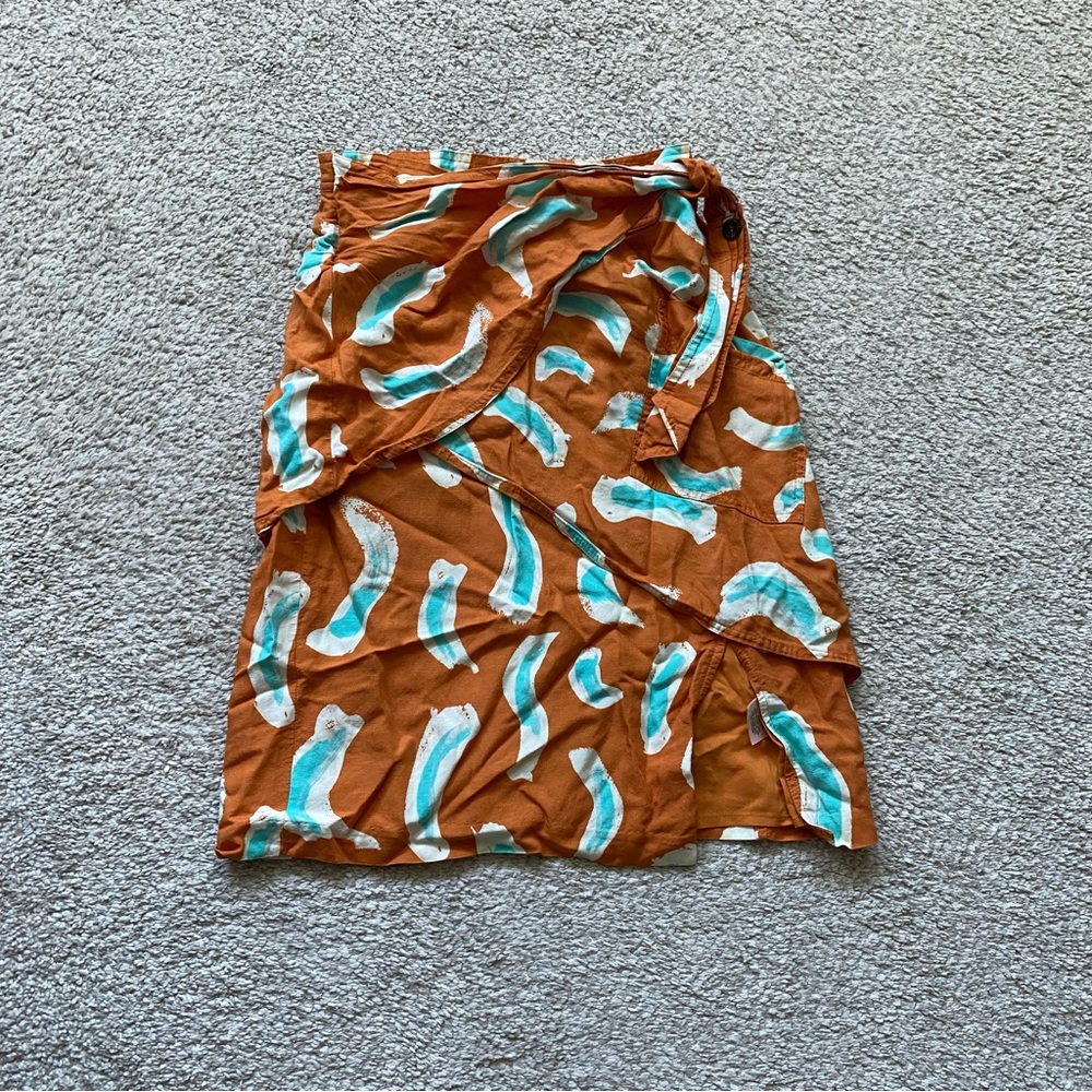 Maeve Orange and Blue Pencil Skirt - Picture 2 of 4